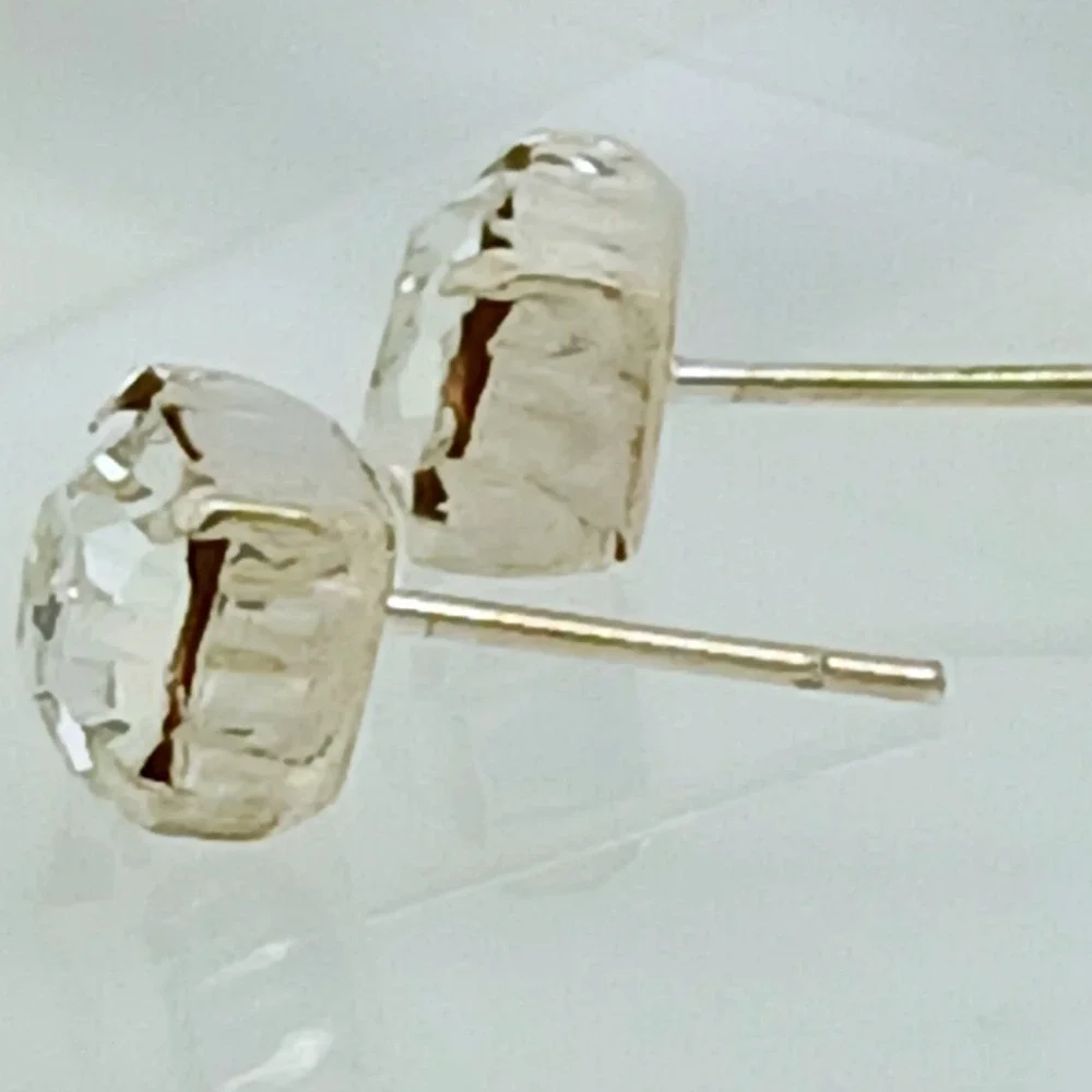 Sterling Silver 925 Crystal Stud Earrings Vintage 1990s Birthstone Jewelry April